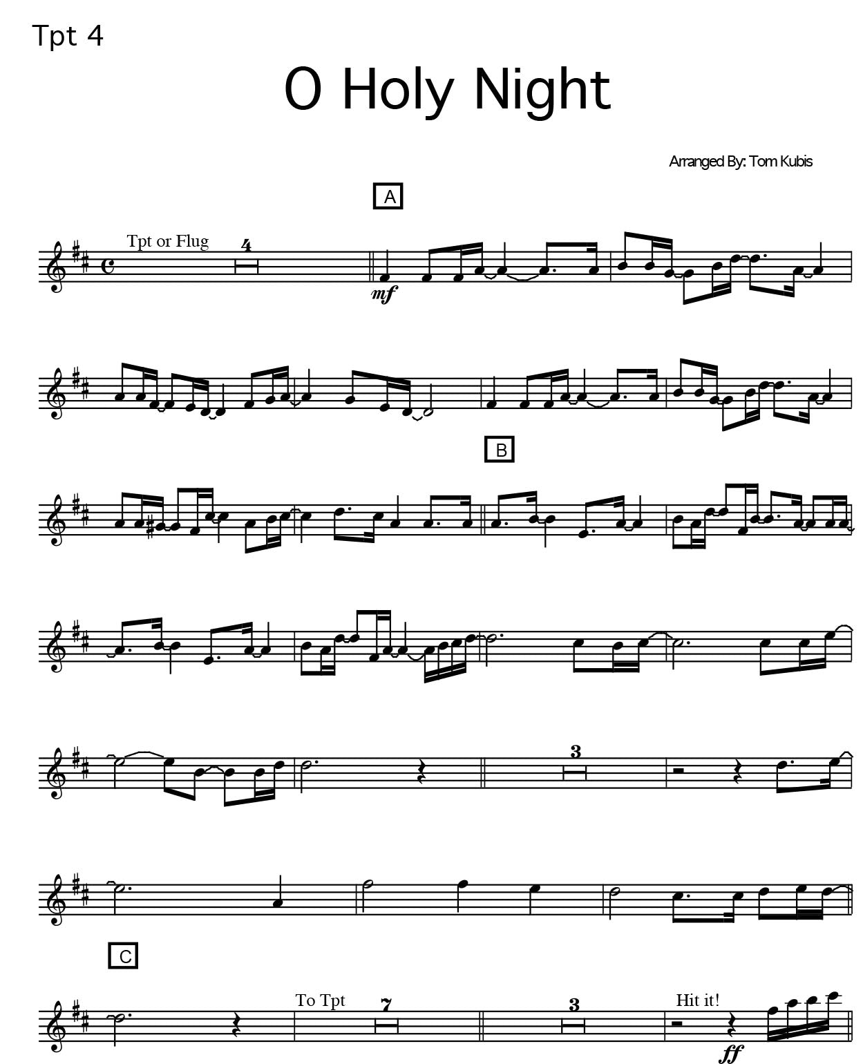 O Holy Night - Tom Kubis Big Band Sheet music for Flugelhorn (Solo)
